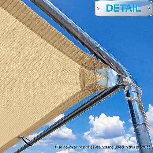 Patio Paradise 15' x 30' Sun Shade Cloth with Grommets Rectangle Shade Sail Canopy Pergola Cover with Straight Edge, UV Block Fabric for Backyard Deck Outdoor Activities, Sand — view 5