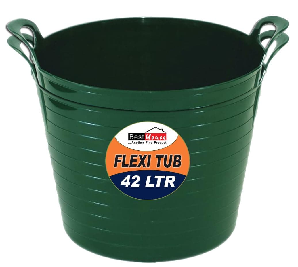 Best House | 3 Pcs of Flexi Tub with Handles | Small Size | Mini | 7 Litres | Yellow | Garden Tubs | Plastic Storage Container for Home, Washing, Garden Waste and DIY Projects — view 25