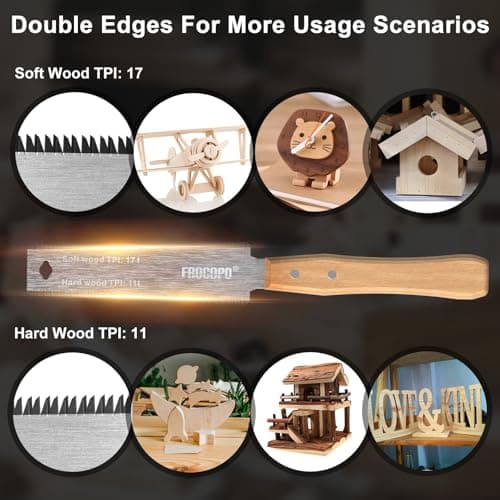 Frocopo Hand Saw Woodworking Tools, 6-Inch Pull Saw, Flexible Double-Edge Blade 17/11 TPI, Japanese Flush Cut for DIY Craft, Non-Slip Wood Handle, Sharp & Lightweight for Woodworking and Garden Trim — view 7