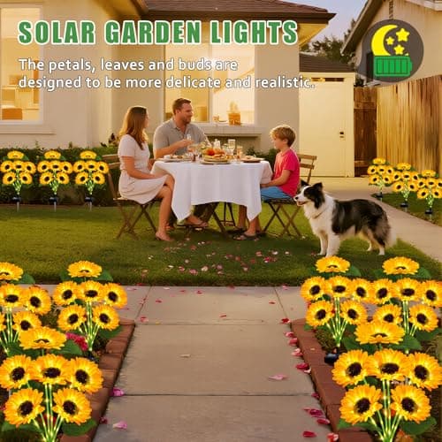 Solar Lights Outdoor Garden Decor,4 Pack with 24 Sunflower Lights,Solar Flowers Lights Waterproof,Birthday Gifts for Mom Women Grandma,Outside Decorative Stakes Light for Landscape Yard Patio Lawn — view 4