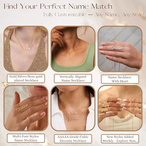 Ldurian Custom Name Necklace, Emma Name Plate Pendant Necklace Pre Gifts, Charm Necklaces Jewelry for Birthday Anniversary — view 3