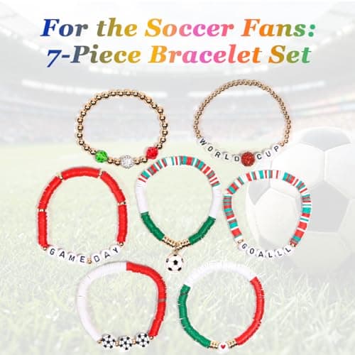 AICase Soccer Bracelets for FIFA World Cup 2026 Gifts, Game Day Mexico Soccer Fan Merch Bracelet Gear Merchandise Jersey Outfits Jewelry Accessories for Women Men Soccer Moms Party Favors Birthday