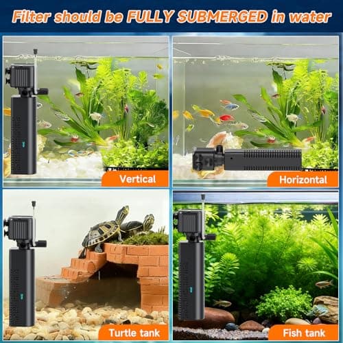 SYSENCIAGA Aquarium Filter with UV, 200GPH for 20-75 Gallon Tanks, Submersible with Timer for Crystal Clear Water in Aquarium, Pond, Turtle Tank（25W ） — view 4