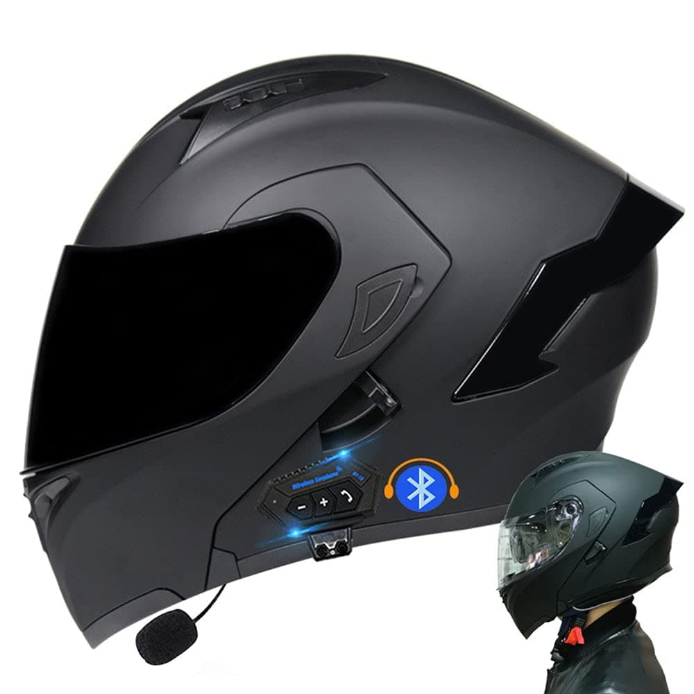 Modular Bluetooth Integrated Motorcycle Helmet, with Double Visor, Motorcycle Helmets, ECE Homologated, for Women and Men, Breathable and Comfortable