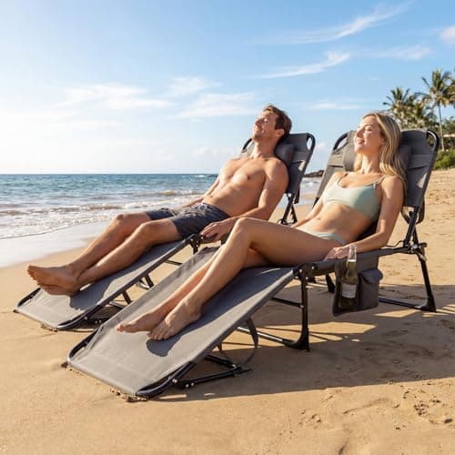 GYMAX Tanning Chair with Face Hole, Sun Bathing Lounge Chairs for Outside with Side Pocket, Folding Portable Face Down Layout Tanning Chair Beach, Backyard, Poolside, Lawn (1, Grey) — view 8