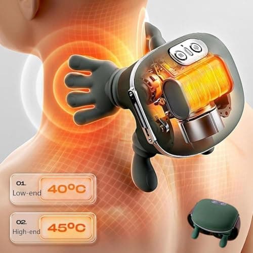 Portable Electric Neck Massager with Heat, Neck Massager with Hand Fingers Shiatsu Deep Kneading for Shoulder, Back & Leg Muscle Tension, Rechargeable Hands-Free Massage Pillow — view 4