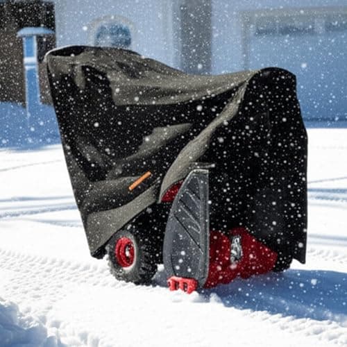 Snow Thrower Cover Waterproof Heavy Duty Oxford Snow Blower Cover with Windproof Buckles and Elastic Cord for Outdoor Electric All Weather Protection (Black, 120 x 81.5 x 101.6 cm) — view 5