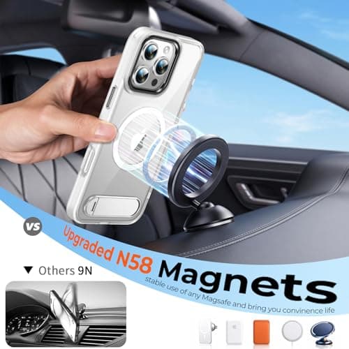 Reukdnv Clear Magnetic iPhone 16 Pro Max Case Fit for MagSafe, 360° Rotatable Kickstand, Mil-Grade Drop Protection, Anti-Yellow Transparent Slim Phone Case Non-Slip Phone Cover for iPhone 16 Pro Max — view 6