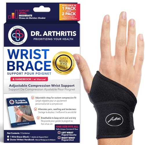 Doctor Developed Premium Copper Lined Wrist Support/Wrist Brace/Hand Support/Strap [single] & Doctor Handbook— Relieve Wrist Injuries, Arthritis, Sprains (Wrist Brace - Medium)