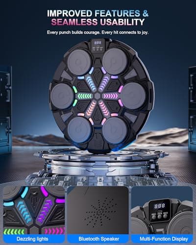 Music Boxing Machine for Kid & Adults, Music Punching Machine with Rhythm Light, Smart Training Equipment with Boxing Gloves, Sports Toy Gift for Kid & Adults (Black)