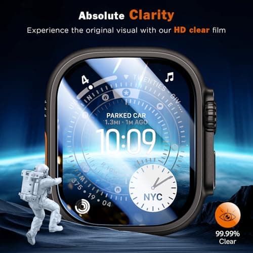 LK 3 Pack for Apple Watch Ultra 3 Screen Protector 49mm [Zero-Fault] HD Top 9H Tempered Glass Apple Watch Ultra / Ultra 2 Screen Protector 49mm with Auto-alignment Installation Frame, Anti-Scratchch — view 5