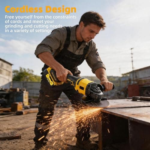 Cordless Angle Grinder: Brushless Angle Grinder with 2X Batteries＆Charger, Power Angle Grinders for Cutting, Rust Removal, Grinding, and Polishing — view 3