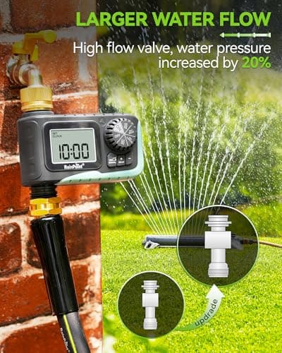 RAINPOINT Sprinkler Timer with Brass Swivel, Programmable Water Timer for Garden Hose with Rain Delay/Manual Watering, Digital Irrigation System Kit for Lawns, 1 Outlet — view 4