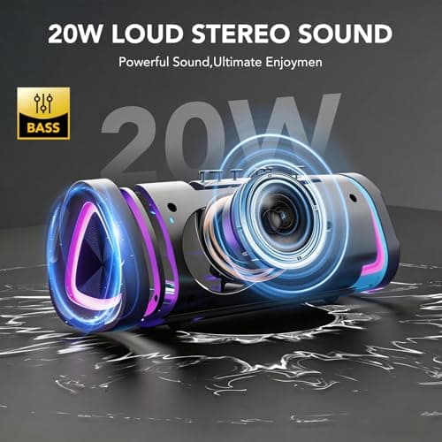 aowoka Bluetooth Speaker, 2026 Portable Wireless Speakers with Led Light, Bluetooth 5.4, 15H Playtime, Enhanced Bass, IPX7 Waterproof, Outdoor Speaker for Travel, Sport, Party, Biking. — view 2