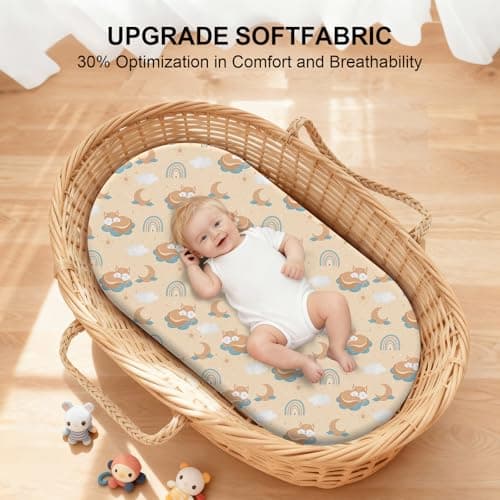 IOCCLH Baby Bassinet Sheets for Baby Boy Girls,4-Pack Fitted Bassinet Sheets Set Compatible with Halo Bassinest Swivel Sleeper,Baby Delight,Angelbliss, 32"X16" (Animal World) — view 2