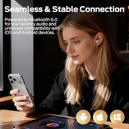 Monster N-Lite 217 Wireless Earbuds, Bluetooth 6.0 Stereo Headphones with Powerful Bass, Built-in Smart Noise Cancelling Mic for Clear Calls, Comfortable Fit, 32H Playtime, IPX5 Waterproof, Black — view 5
