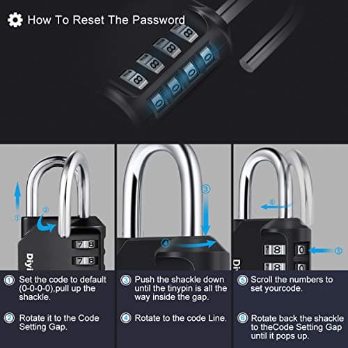 Diyife Combination Padlock, Weatherproof 4 Digit Resettable Locker Lock — view 4