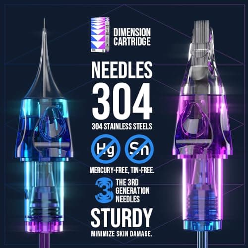 CNC Tattoo Cartridge Needles 20Pcs #12(9RL) Standard 0.35mm Round Liner X-Taper Disposable Cartridges with Membrane EN04B-20-1209RL-X — view 4
