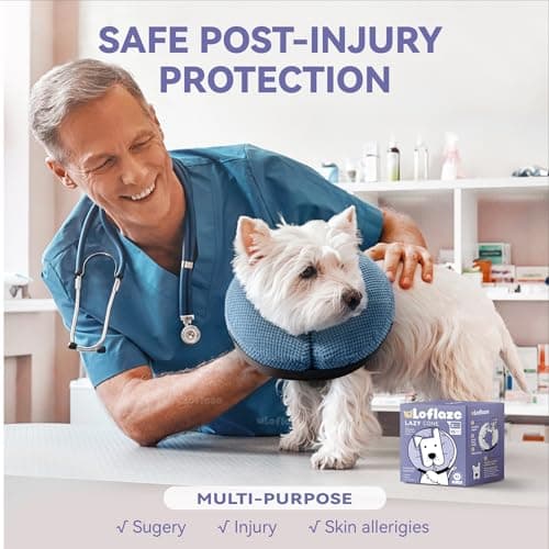 Loflaze Inflatable Dog Cone Collar - Dog Neck Donut Cone Collar Alternative After Surgery - Soft Cone for Large Medium Small Dogs Cats - Alternative Recovery E Collar (Blue, S)