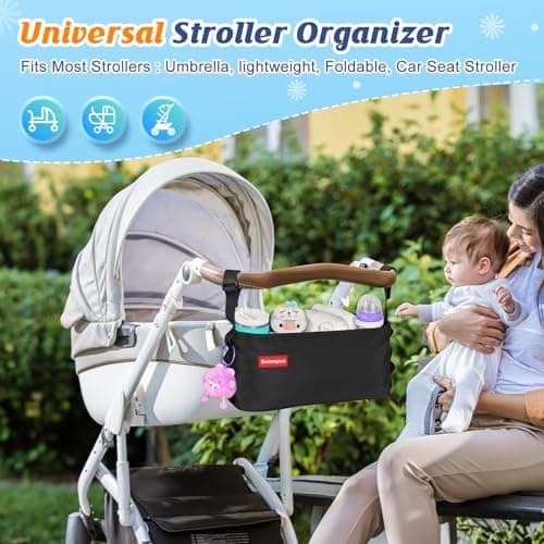 Stroller Caddy with Cup Holder: Non-Slip Stroller Organizer Baby Essentials — view 2