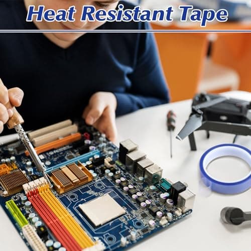 5 Rolls Heat Resistant Tape 0.8 Inch x 98 Ft Blue Sublimation Tape High Temperature Resistant Blue Tape, Heat Transfer Tape for Sublimation Printer Electronic Soldering, No Residue — view 5