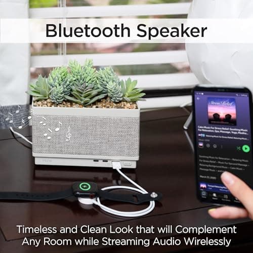 iHome PowerPlant Charging Station, Faux Succulent with USB Charging Station (Power Plant Speaker) — view 4