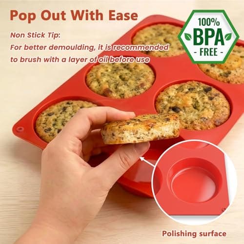 Redfly Silicone Egg Molds for Breakfast Sandwiches 2 Pcs, Non Stick 3 Inch Egg Bites Baking Pans, Silicone Muffin Pans for Baking — view 3