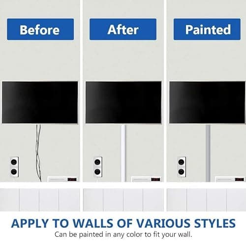 Delamu Cord Hider, 157in Wire Covers for Cords on Wall, Premium Cable Hider Cord Covers for Wires, Cable Management Wire Hiders for TV, Cable Raceway Kit, W0.95 H0.55in, White — view 9