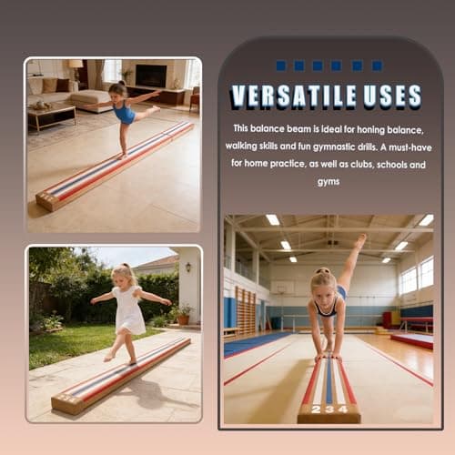 8 FT Folding Laser Beam Gymnastics, Non-Slip Floor Balance Beam | 330 Lbs Capacity, Pro-Grade Solid Wood Core for Kids, Beginners Professional | Home, School, Gym Training Equipment — view 6