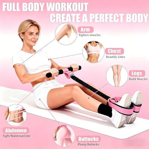 Upgraded Durable Pedal Resistance Band with Handle, Women Exercise Bands for Abdomen, Waist,Core/ABS, Arm, Leg, Glutes, Arms, Pilates, Strength, Sit Up Equipment for Home Workout — view 5