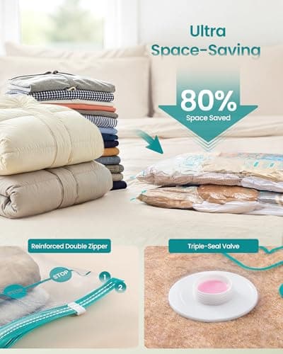 SONGMICS Vacuum Storage Bags, Rechargeable Portable Electric Pump, Space Saver Vacuum Seal Suction Bags for Clothing Travel Bedding Comforters, Reusable, 15 Pack, 3M/4L/4J/4X-J, Transparent — view 3