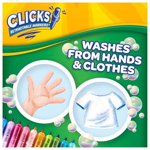 Crayola Clicks Retractable Tip Markers (10ct), Washable Cone Tip Art Marker Set, Cute Aesthetic School Supplies, Classroom Must Haves, Ages 3+ — view 5