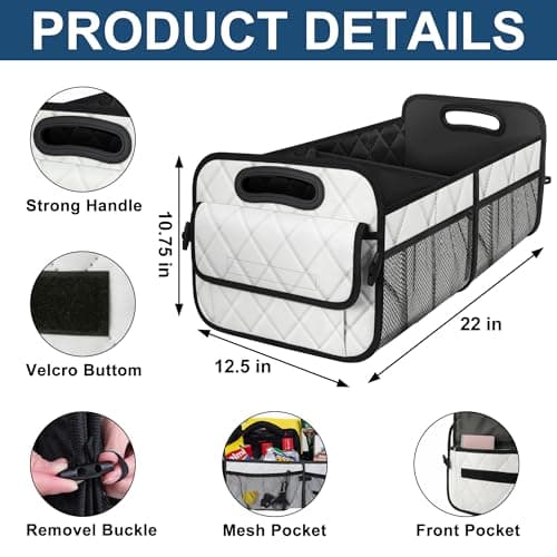 Deosk Trunk Organziers and Storage with Reinforced Handles,Car Accessories for Women/Men 50L Waterproof Polyester Trunk Organzier for Car/SUV/Minivan/Truck(Medium, Beige) — view 2