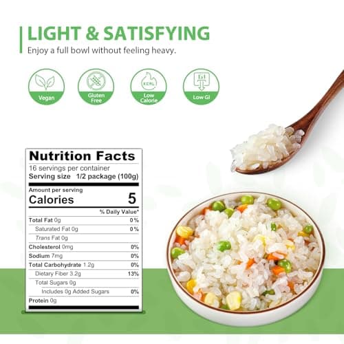 Soeos Organic Konjac Rice, 8 Packs (270g per Pack) – Healthy Low-Carb, Keto & Gluten-Free Rice Substitute — view 2