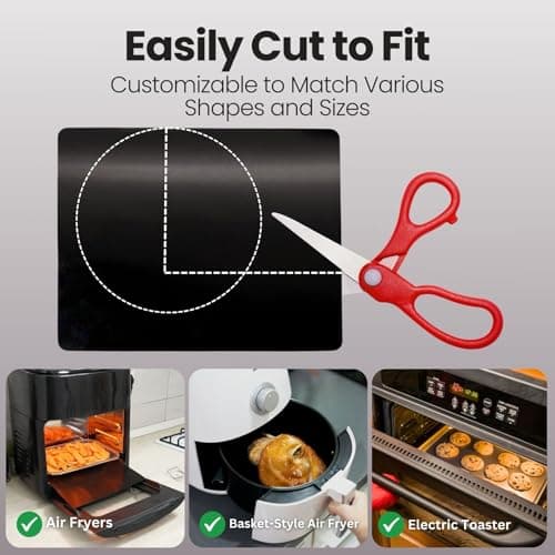 Buself Toaster Oven Liner – Compatible with Breville, Cuisinart, Black & Decker, Dash, and More – Nonstick Heat Resistant Reusable Air Fryer Liners, PFOA & BPA Free, 9x11", 4 Pack, Black — view 2