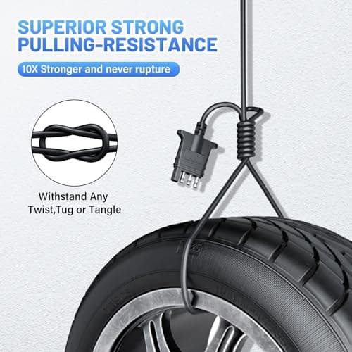 MECMO 4 Way Trailer End Connector Wire 5 Feet Jacketed Cable, Heavy Duty 18AWG 4 Pin Trailer Light Plug Color-Coded Pure Copper, Trailer-Side Male End Replacement 4 Flat Connector Trailer Hitch Wiring — view 6