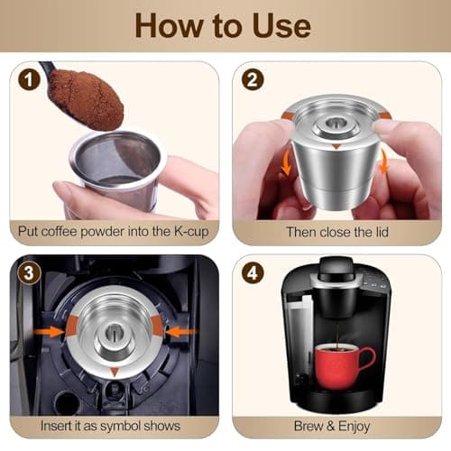 FAQQMCVY Reusable K Cups Coffee Pods for Keurig: Full Stainless Steel Refillable K Cups Coffee Filter Compatible 1.0 and 2.0 Coffee Makers-brewers (2Pack) — view 4