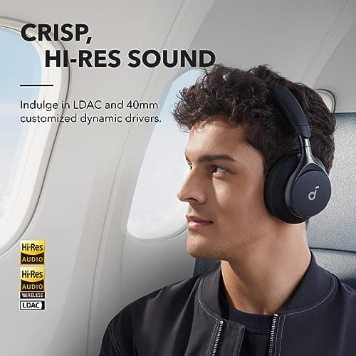 Soundcore by Anker, Space One, Active Noise Cancelling Headphones, 2X Stronger Voice Reduction, 40H ANC Playtime, LDAC Hi-Res Wireless Audio, Comfortable Fit, Clear Calls, Bluetooth 5.3 (Abyss Black) — view 3