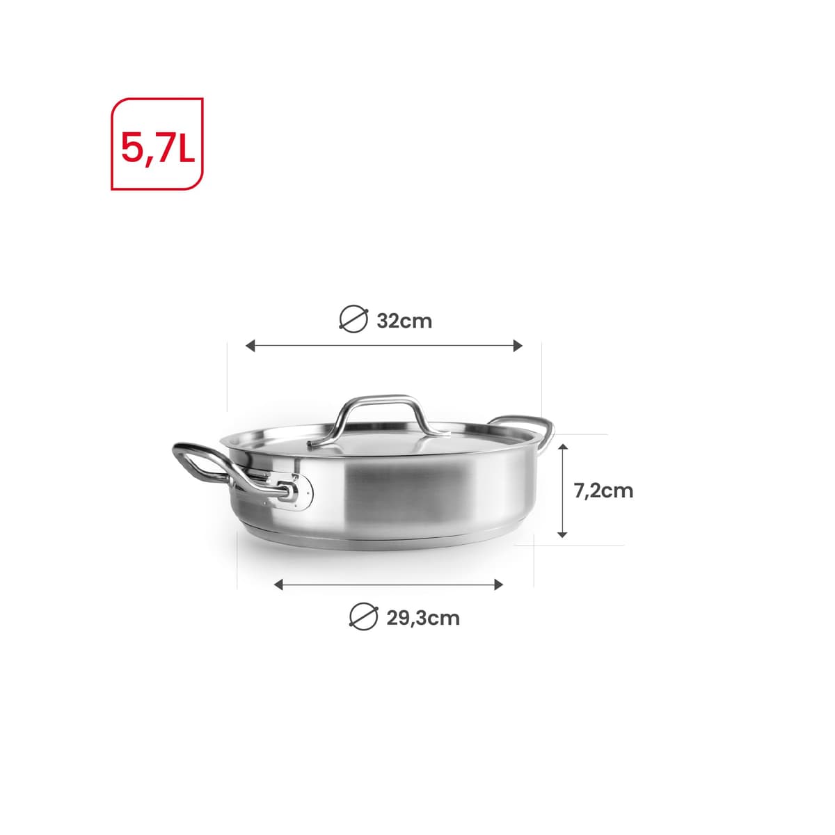 IBILI - Guisera Con Tapa Inox Ebbe 32 Cm, Acero inoxidable 18/10, Apto para induccion — view 2