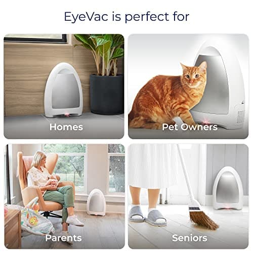 EyeVac Home Touchless Vacuum Automatic Dustpan - Great for Sweeping Pet Hair Food Dirt Kitchen - Ultra Fast & Powerful, No More Bending Down, Bagless, Corded, Automatic Sensors, 1000 Watt (White) — view 4