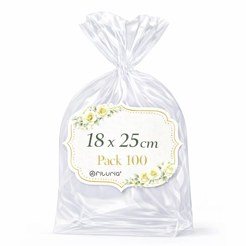 Ofituria Bolsas Celofán Transparente 10 x 15 cm, Bolsas Transparentes para Chuches y Regalos – Bolsas Plastico Transparente para Cumpleaños Infantiles, Galletas y Detalles, 1 Pack (100 Bolsas) — view 27