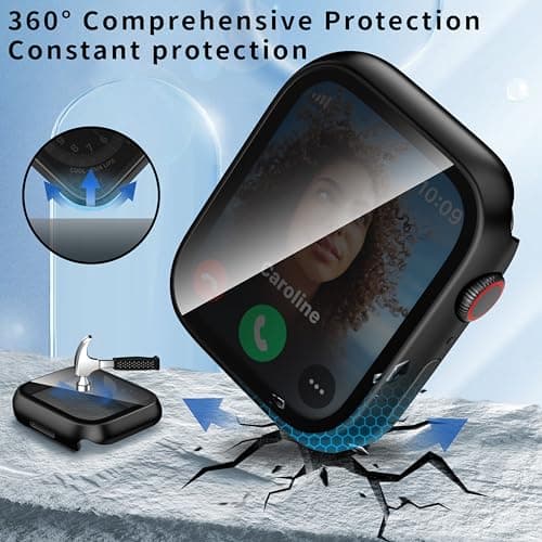 Zumyzu Waterproof Privacy Case Compatible with Apple Watch SE 3 SE 2 Series 6/5/4 40mm with Anti-peep Screen Protector, iWatch Face Cover Protective Bumper for iWatch Case 40mm Black — view 4