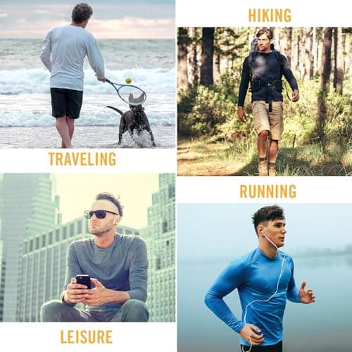 baleaf Mens UPF 50+ Sun Protection Shirts Long Sleeve Rash Guard, Quick Dry 4-Way Stretch for Fishing Swimming Surfing 01-Blue L — view 4
