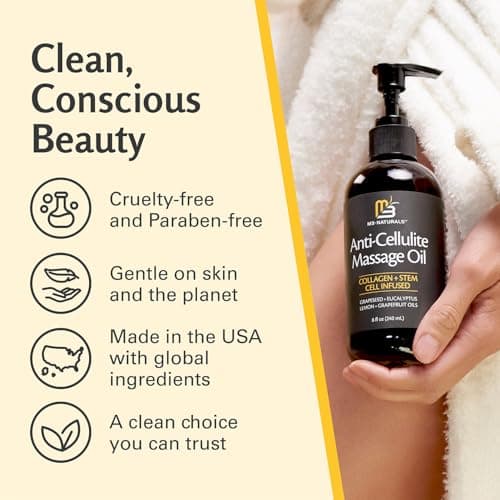 Firming Body Massage Oil with Collagen & Stem Cell – Helps Smooth the Appearance of Cellulite & Improve Skin Texture – Refreshing Aromatherapy Body Oil for Legs & Full Body – 8 Fl Oz by M3 — view 4