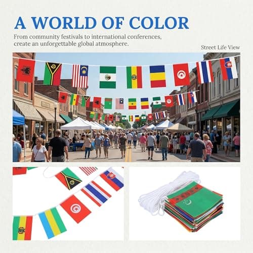 MAGICLULU 100 Countries String Flag Banner 82FT, International World Flags Bunting for Theme Party,Bars,School,Garden,Sports Game Events,Grand Opening,Classroom,Cultural Festival Decor — view 2
