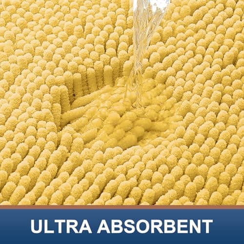 Smiry Luxury Chenille Bath Rug, Extra Soft and Absorbent Shaggy Bathroom Mat Rugs, Machine Washable, Non-Slip Plush Carpet Runner for Tub, Shower, and Bath Room(20''x32'', Yellow) — view 3