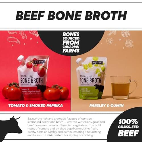 Broya Bone Broth Variety Pack - Grass-Fed Beef Bone Broth and Organic Chicken Bone Broth - Keto and Paleo Friendly, Gluten-Free, Ready to Sip or Cook Bone Broths - 500 ml (4 Pack) — view 5