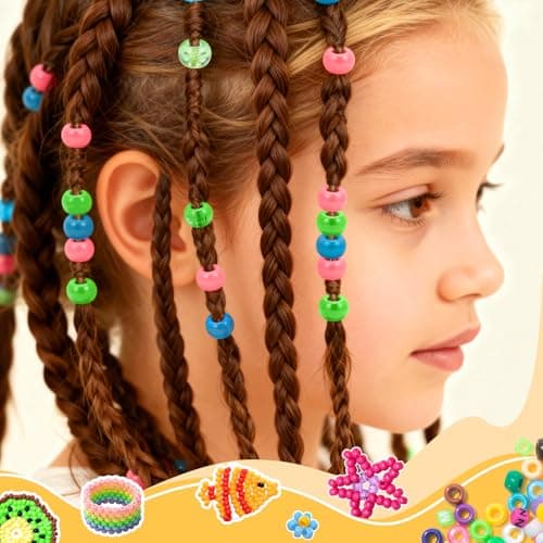Simetufy 3600Pcs Pony Beads Bulk, 24 Assorted Colors Rainbow Plastic Beads for Hair Braiding Friendship Bracelets DIY Crafting Kandi Jewelry Making (2.06lb)