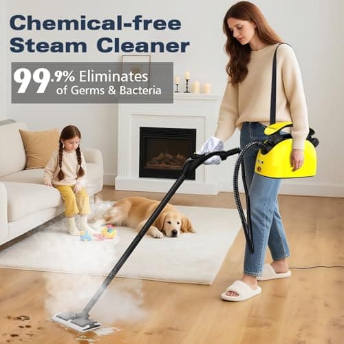 Waitbird Steam Cleaner,Multi-Purpose Steam Engine with 21 Accessories,248 ° F High-Temperature Steam,Suitable For Floors,Kitchen Oil Stains,Tiles,Carpets,Cars,Toilets-Yellow