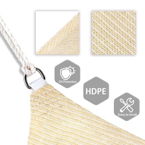 Patio Paradise 12' x 14' Sun Shade Sail Rectangle Canopy Patio Cover Sunlight Block Awning Heavy Duty Commercial Grade for Backyard Lawn Garden Outdoor Activities, Beige — view 2